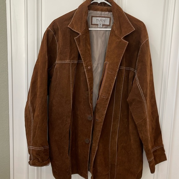 Wilson's Leather Jacket chocolate Brown Suede Size Medium Men's Vintage - Picture 3 of 16